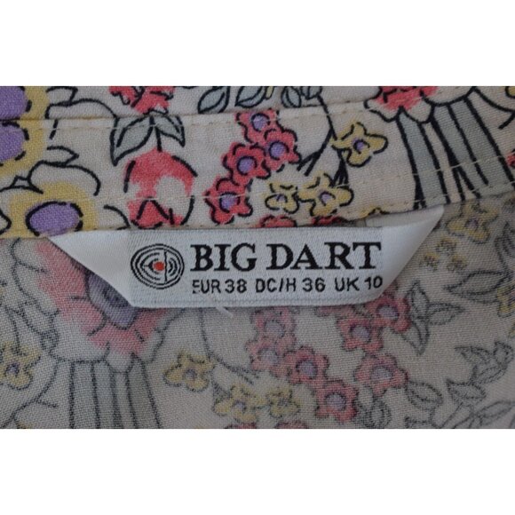 Big Dart Floral Button Down Long Sleeve Shirt UK 10 EU 38 - Picture 8 of 12